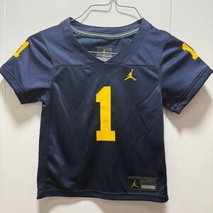 Jordan Michigan Wolverines Toddler Football Jersey Navy Blue Yellow Size 3T #1